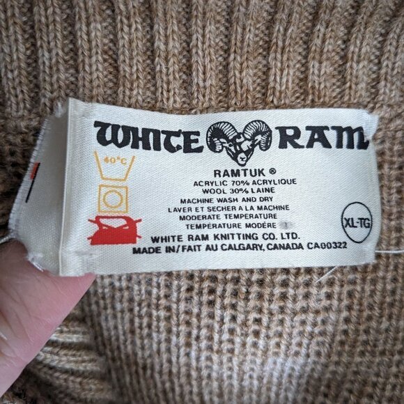 Vintage White Ram Wool Acrylic Jacket Zip Nordic Sweater - Picture 8 of 8